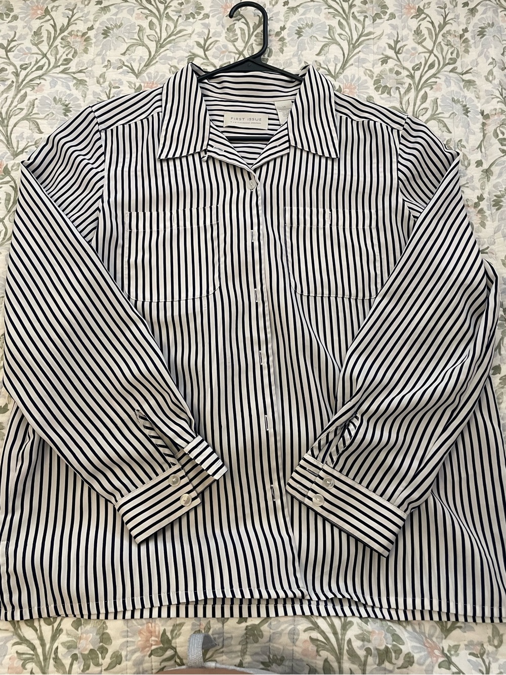 Liz Claiborne Black and White Striped Button-Down Shirt